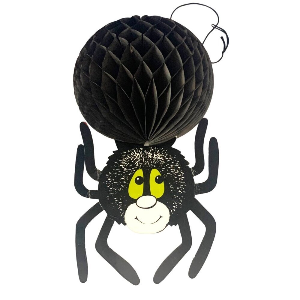 Vintage Spider Halloween Decor Tissue Honeycomb Hanging or Table Top (2-Sided)